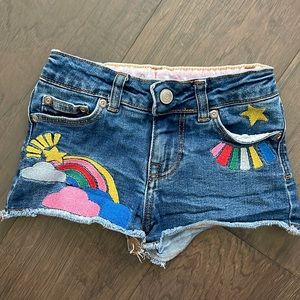 Mini Boden girls denim cut off Jean shorts